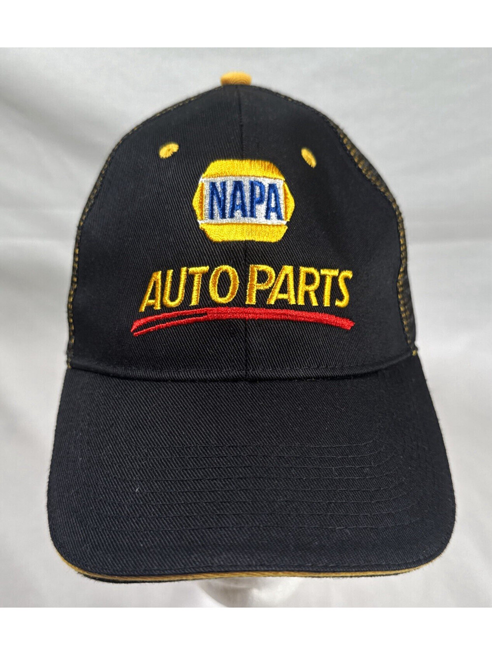NAPA Trucker Hat Black/Yellow/Red Logo Cap One Size Adjustable Mesh Back